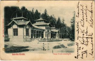 1899 (Vorläufer) Bártfa, Bártfafürdő, Bardejovské Kúpele, Bardiov, Bardejov; New York vendéglő. Divald Adolf 34. / restaurant (EB)