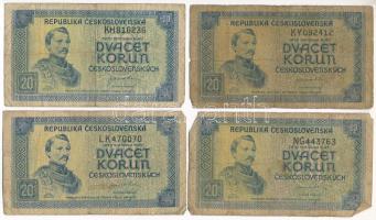 Csehszlovákia 1945. 20K (4x) T:VG,G Czechoslovakia 1945. 20 Korun (4x) C:VG,G Krause P#61