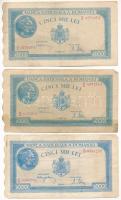 Románia 1944-1945. 5000L (3xklf) T:F egyik ragasztott Romania 1944-1945. 5000 Lei (3xdiff) C:F one glued Krause P#56