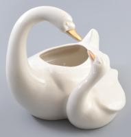 Porcelán hattyús kaspó, kínáló m: 23 cm sz:, 26 cm