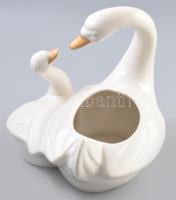 Porcelán hattyús kaspó, kínáló m: 23 cm sz:, 26 cm