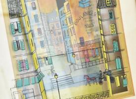 Jean-Pierre Weill (1954-): Párizsi utca. 3D kép, nyomat, üveg, karton, jelzett a nyomaton, üvegezett...