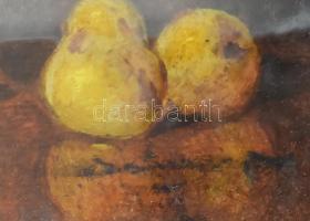 Olvashatatlan jelzéssel: Csendélet. Olaj, karton. Kissé foltos. Dekoratív, üvegezett fakeretben. 13x...