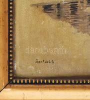 Markovich jelzéssel: Téli erdő. Olaj, karton. Felületi sérüléssel. Dekoratív, kissé sérült fakeretbe...