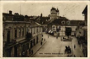 Trencsén, Trencín; Hviezdoslavova ul. / utca, Flack, Juraj Kurländer, Weiss üzlete / street view, shops (EB)