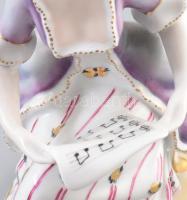 Hollóházi hölgy kottával porcelán figura, kézzel festett, jelzett, hibátlan, m: 23 cm
