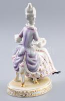 Hollóházi hölgy kottával porcelán figura, kézzel festett, jelzett, hibátlan, m: 23 cm
