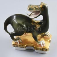 Hollóházi kínai sárkány. Kézzel festett, jelzett, hibátlan,. m: 19 cm, sz: 15 cm