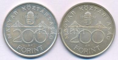 1993. 200Ft Ag "MNB" (2x) T:AU,XF patina Adamo F13