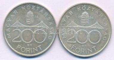 1994. 200Ft Ag "Deák" (2x) T:AU,XF patina Adamo F13.1