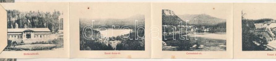 1911 Tusnádfürdő, Baile Tusnad; látkép. leporellólap 10 képpel. Brunner Lajos kiadása / general view...