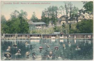 1910 Szováta, Sovata; Medve-tó a cukrászda részletével, fürdőzők. Dragoman S. J. kiadása / lake, bathers, confectionery (EK)