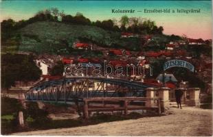 Kolozsvár, Cluj; Erzsébet híd a fellegvárral. Weiszfeiler Sándor kiadása / bridge