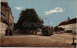 Nagyszeben, Hermannstadt, Sibiu; Hermannsplatz / Hermann tér, villamos / square, tram (fl)