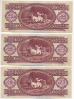 1968. 100Ft (3x) egyugrású és közeli sorszámokkal T:AU sarokhajlás Adamo F32