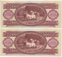 1975. 100Ft (2x) sorszámkövetők, nyomdai papírráncokkal T:UNC,AU Adamo F33