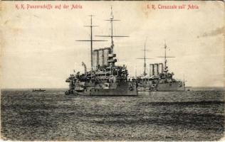 1909 K.u.K. Kriegsmarine Panzerschiffe auf der Adria / I. R. Corazzate sull' Adria / Austro-Hungarian Navy ironclad warships, armored battleships. G. Costalunga Pola 1909. (EK)