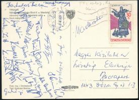 Férfi kézilabda válogatott által hazaküldött képeslap aláírásokkal (Fodor János, Kontra Zsolt, stb.)