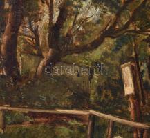 Herman Lipót (1884-1972): Erdei részlet, 1924. Olaj, falemez. Jelezve balra lent. Dekoratív, kissé s...