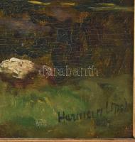 Herman Lipót (1884-1972): Erdei részlet, 1924. Olaj, falemez. Jelezve balra lent. Dekoratív, kissé s...