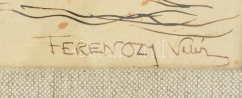 VÉDETT! Ferenczy Valér (1885-1954): Piac. Tus, papír, j.j.l.: Ferenczy Valér, üvegezett fakeretben. ...