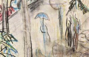 Czóbel Béla (1883-1976): Nagyvárosi forgatag. Pasztell, papír. Jelezve jobbra lent: Czóbel. Provenie...