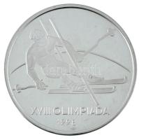 Románia 1998. 100L Ag XVIII. Téli Olimpia, Nagano - Síelő kapszulában T:PP folt Romania 1998. 100 Lei Ag 18th Winter Olympics, Nagano - Skiing in capsule C:PP spotted Krause KM#142