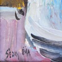 Séday Éva (1929-2011): Virágcsendélet. Olaj, karton, jelzett, fakeretben, 40×30 cm