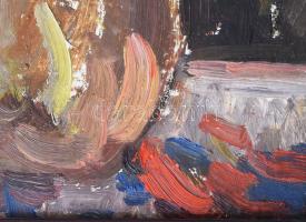 Séday Éva (1929-2011): Virágcsendélet. Olaj, karton, jelzett, fakeretben, 40×30 cm