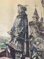 Ruzicskay György (1896-1993): Hazám, hazám, Te mindenem... (Erkel: Bánk bán). Színezett rézkarc, pap...