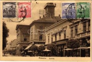 1922 Miskolc, Színház, Adriai Biztosító Társulat vezérügynöksége Szabó Béla gyógyszertára és illatszertára, üzletek (EK)