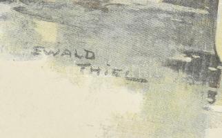 Tanulóhajó a szárazdokkban (Schulschiff im Trockendock), színes rotációs fametszet, papír, Ewald Thi...