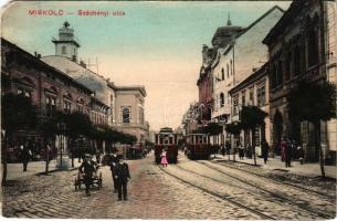 1911 Miskolc, Széchenyi utca, villamosok, üzletek. W. L. Bp. 6185. (EM)