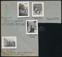 1942 Leventefotók albumlapon, leventék, Gömbös Gyula sírjánál, stb., 7 db kis méretű fotó, 4,5×3,5 c...
