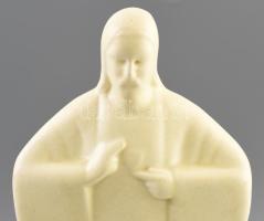 Drasche porcelán Krisztus. Fehér (csontszínű) mázas, jelzett, mázrepedésekkel 29 cm