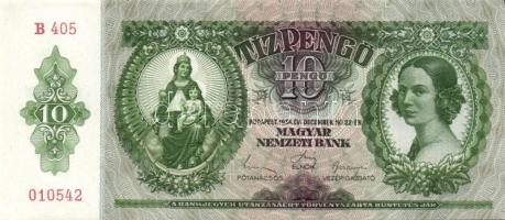 1936. 10P (6x) egymás utáni sorszámokkal, egyiken több papírránccal T:I