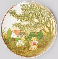 1990 körül, Villeroy & Boch dísztál, "Sommer", jelzett, hibátlan, d: 25 cm