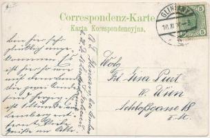 1906 Hlyniany, Gliniany (Lviv); Kaserne d. K.k. Gendarmerie, Apotheke, griech. K. Kirche, Brennerei,...