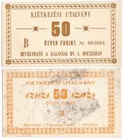 Kalocsa / Börtönpénz DN "Kiétkezési utalvány" 50Ft (2xklf) T:UNC,VG Hungary / Kalocsa / Prison Note ND "Food Voucher" 50 Forint (2xdiff) C:UNC,VG