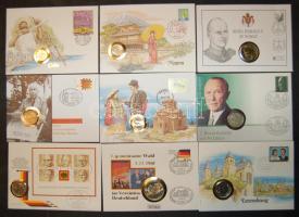 Kis érmés boríték gyűjtemény 14db klf, benne német, macedón, kubai, luxemburgi, stb. T:1