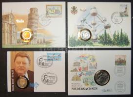 Kis érmés boríték gyűjtemény 14db klf, benne német, macedón, kubai, luxemburgi, stb. T:1