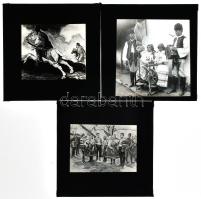 cca 1900-1920 Népviselet-folklór témában 7 db üvegdia, "Uránia Szemléltető Taneszközök Gyára&qu...