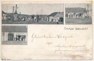 1900 Kakova, Aranyosivánfalva, Kákófalva, Gradinari; Fő tér, Toma Stanca üzlete / main square, shops (r)