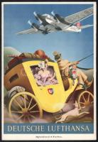 cca 1936-1945 Deutsche Lufthansa náci poszter. Ofszet, papír, szign.: Ullmann, 30,5x21 cm