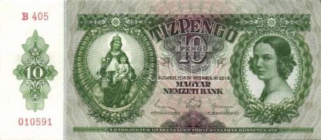 1936. 10P (6x) egymás utáni sorszámokkal, egyiken több papírránccal T:I