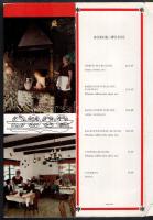 cca 1980 Baricska csárda étlap borító, benne budapesti éttermek jegyzéke, 31x20,5 cm