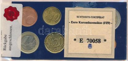 Finnország 1999-2002. 1c-2E (8xklf) forgalmi összeállítás tokban T:UNC-XF patina Finland 1999-2002. 1 Cent - 2 Euro (8xdiff) coin set in case C:UNC-XF patina