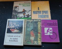 1970-1980 5db sport témájú könyv, mint: Gyógyít6atlan, Az ezerarcú Mundial, Az utolsó konzílium, Röplabdázás szabályai és a Magyar Sport évkönyve (1973)