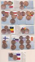 Európai Unió 1999-2007. 1c-5c 39xklf, összesen 13 országból T:UNC,AU European Union 1999-2007. 1 Cent - 5 Cent 39xdiff, from 13 countries C:UNC,AU