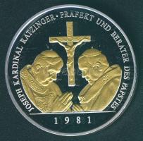 Németország DN "Joseph Ratzinger bíboros II.János Pál pápa kinevezi a Hittani Kongregáció prefektusának 1981" részben aranyozott Ag emlékérem 28g T:PP